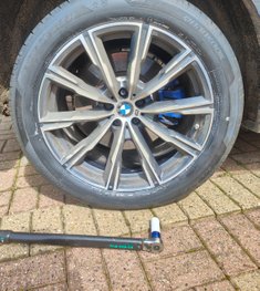 flat tyre on driveway
